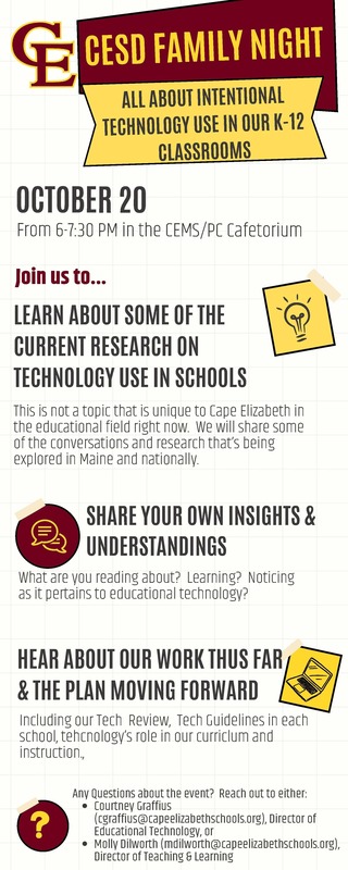 flyer for Oct 20 Intentional Technology family night