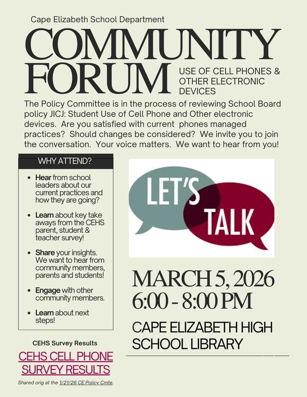 March 5 community forum flyer