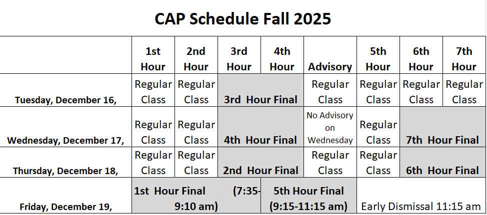 CAP Schedule