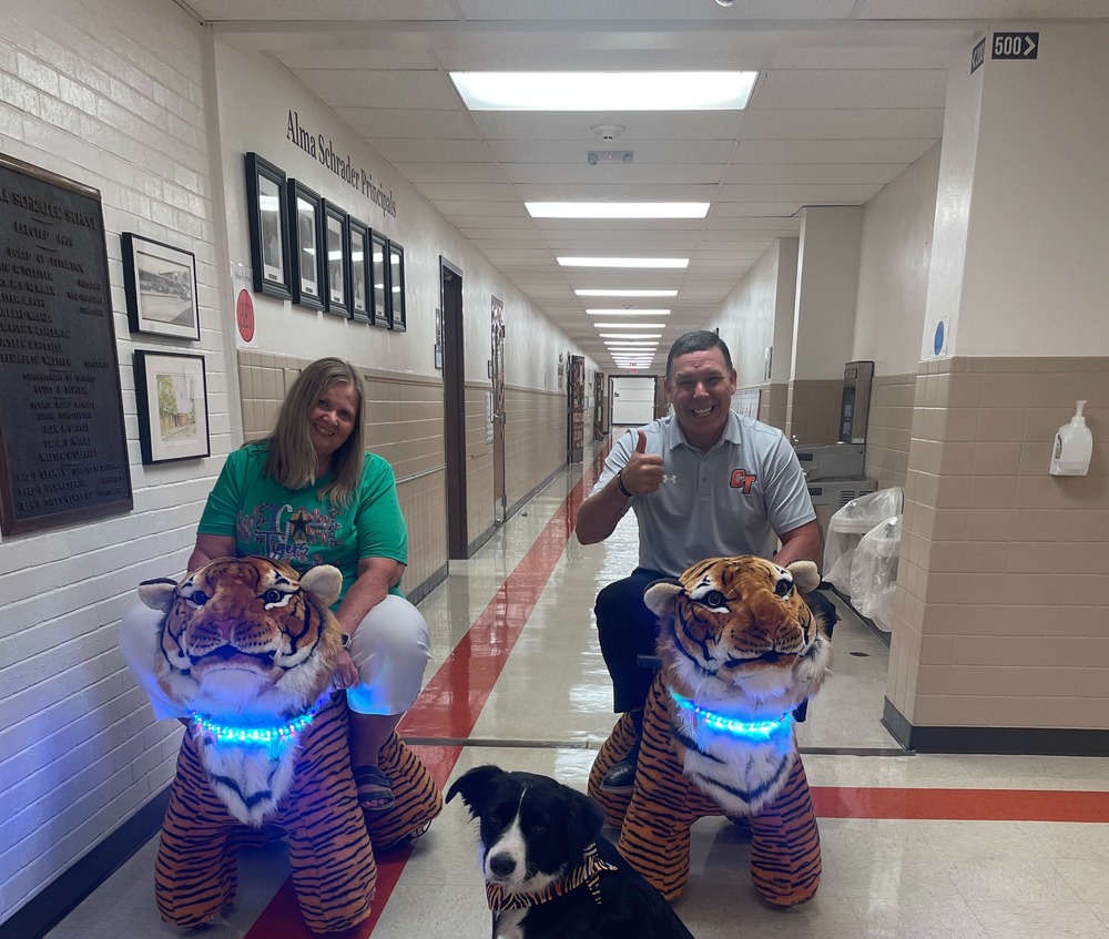 Dr. Benyon and Mrs. Rhinehart pose for a picture