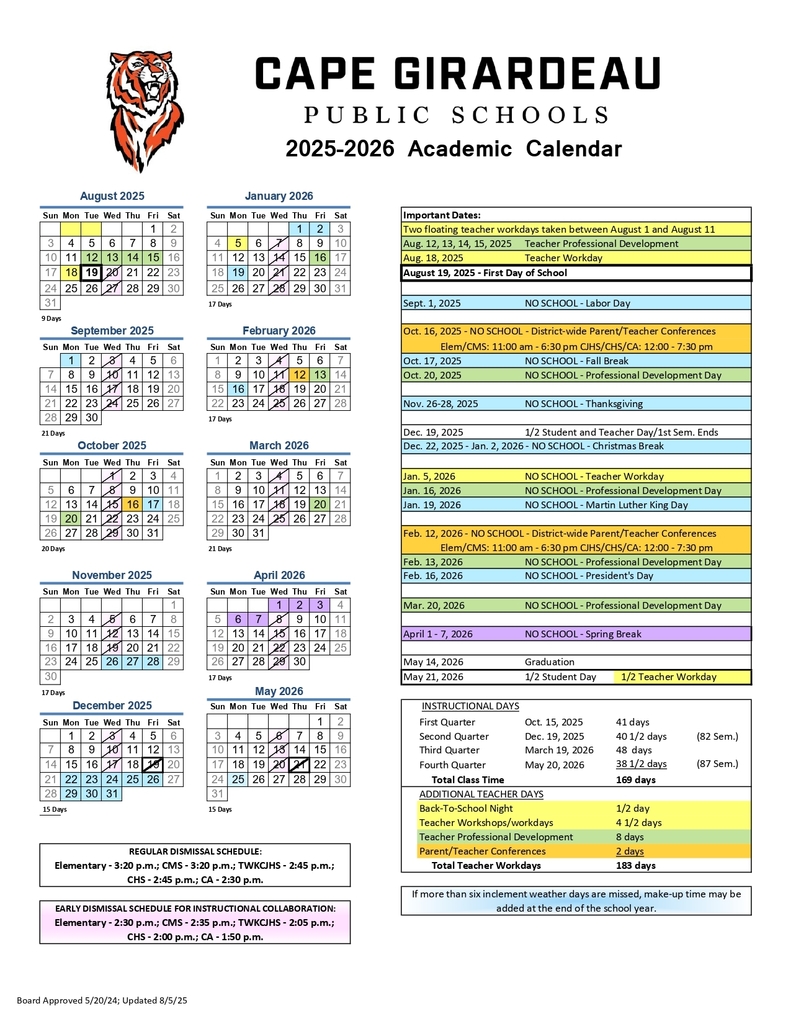 25-26 Academic Calendar