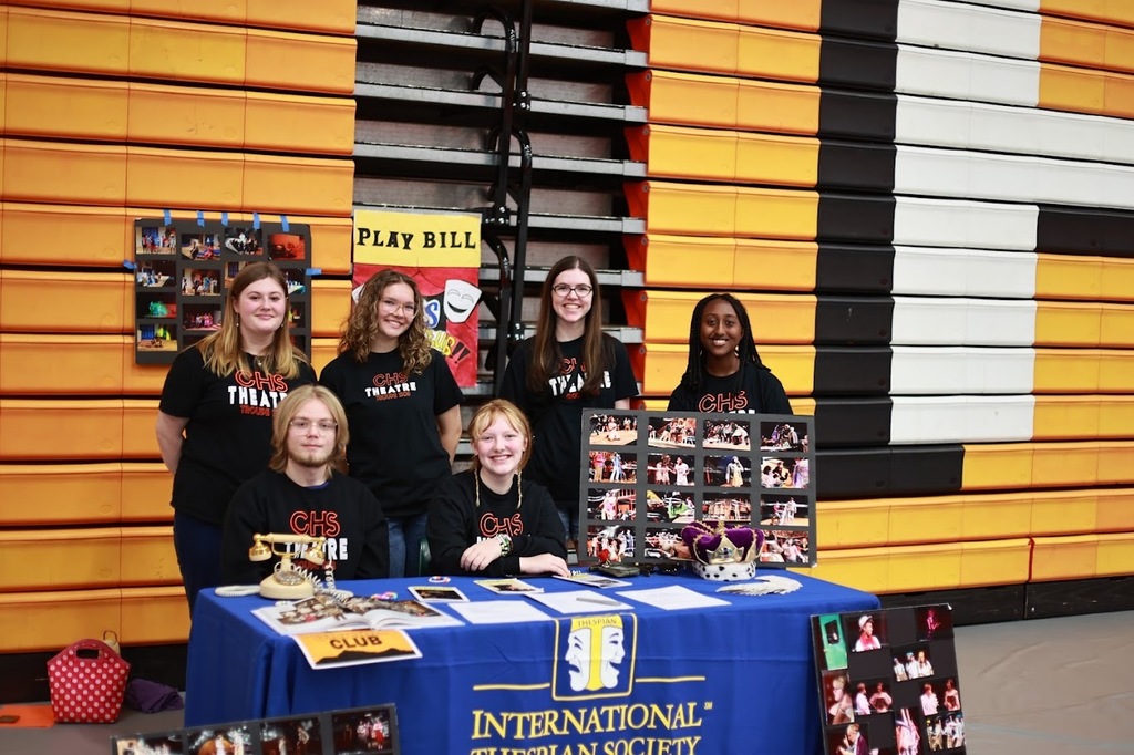 The Thespian society had a table at the club fair for freshman.