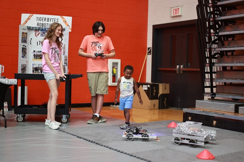 Robotics showed off their robots.