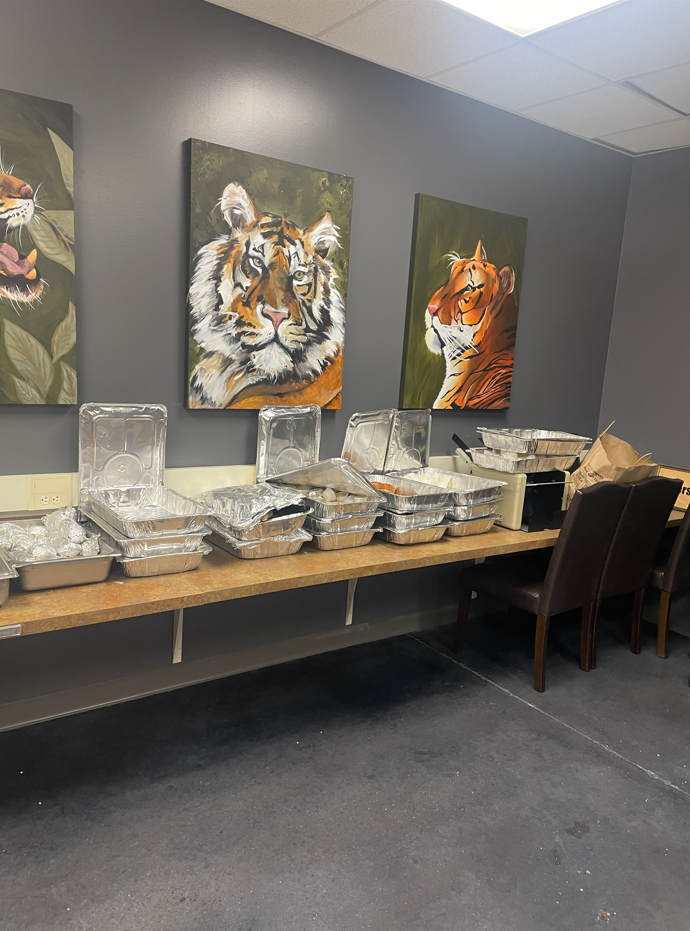 Nice spread of potatoes and salad