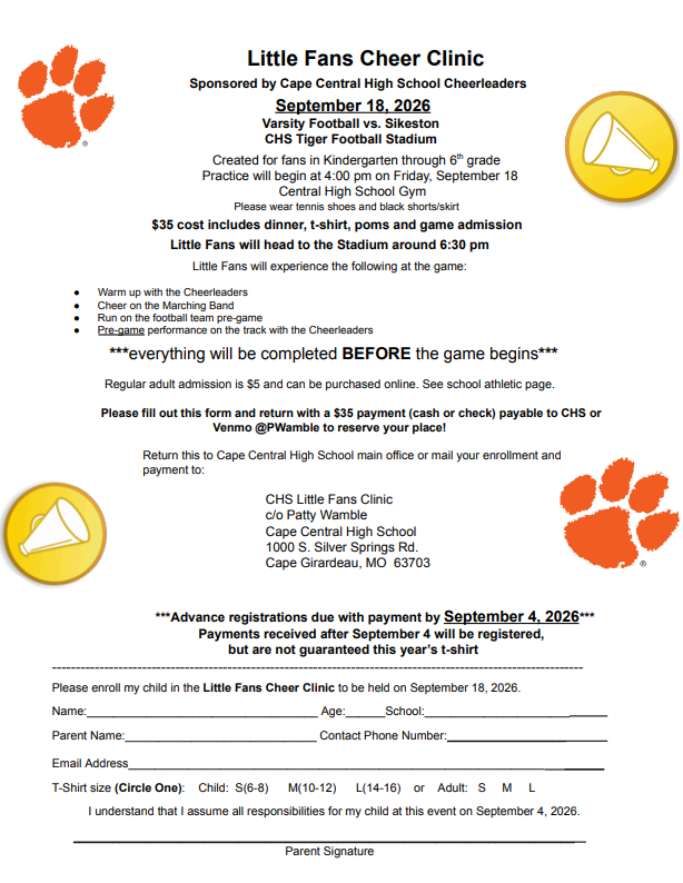 application for Little Cheer Camp