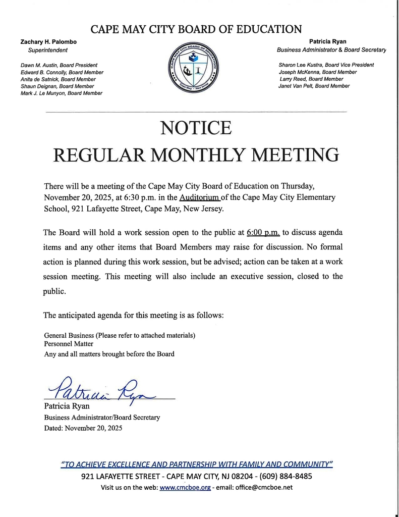 BOE Meeting NOTICE