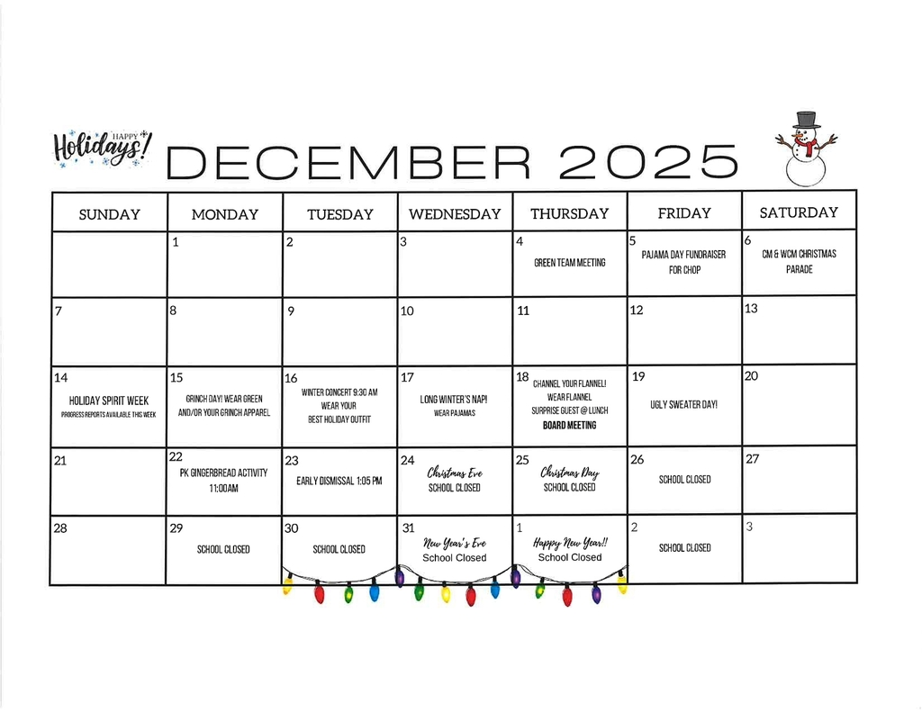 December 2025 CALENDAR