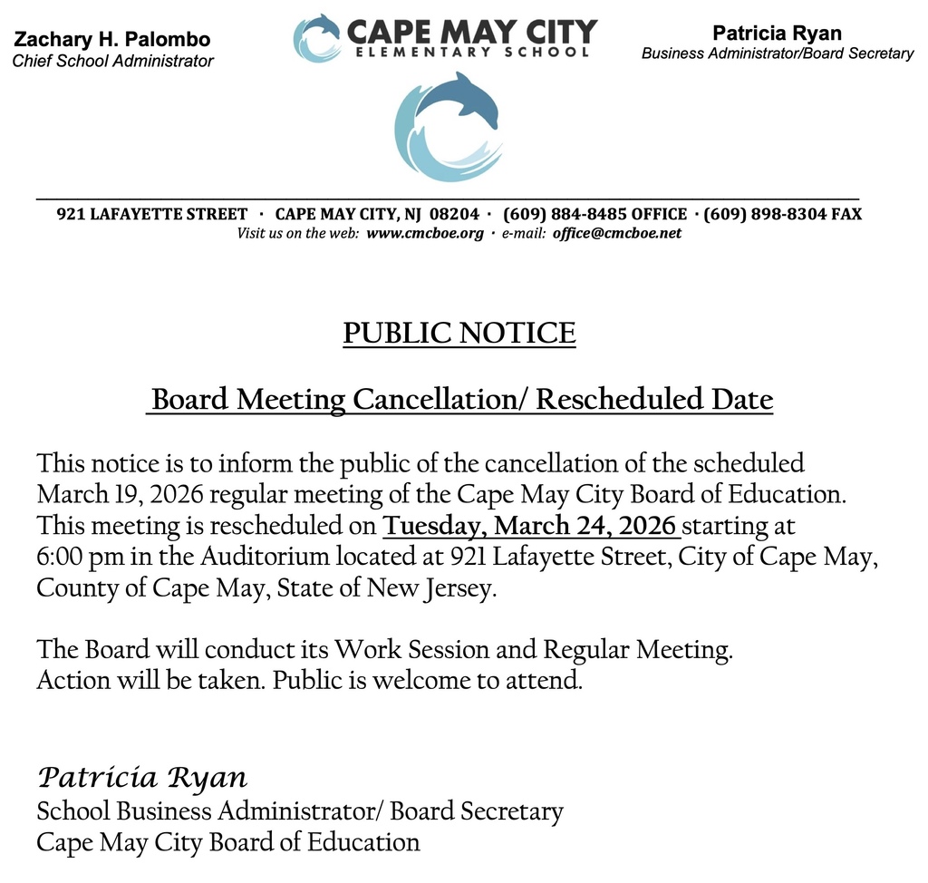 PUBLIC NOTICE - BOE Meeting Date Change March 2026
