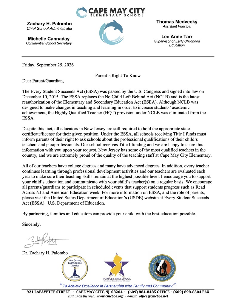 Parent's Right to Know 2026