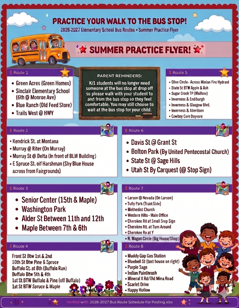 Bus Stops for Summer Practice