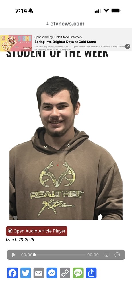 Student of the Week- Calub Robinson