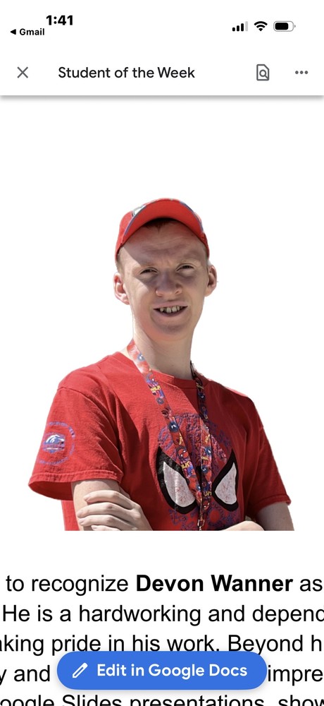 Student of the Week- Devon