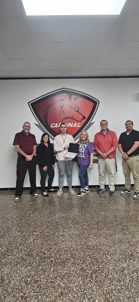 Raymond A. Horn Award - Andrew Baker with his High School staff and teachers. 
