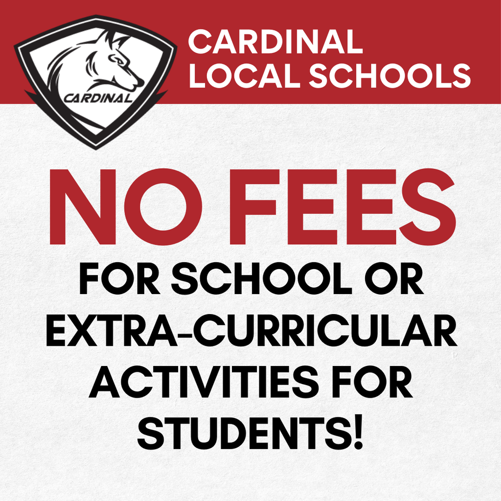 Reminder for no school or extra-curricular activities fees for the 2025-2026 school year!