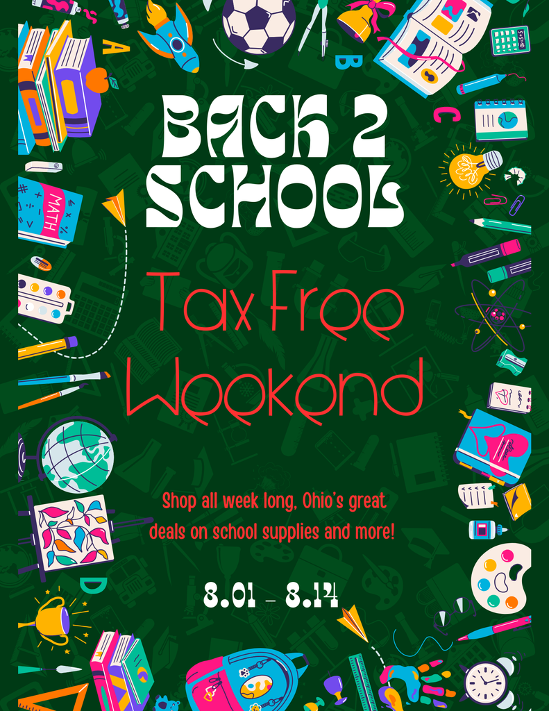 Tax Free Weekend for school supplies - August 1st through the 14th.