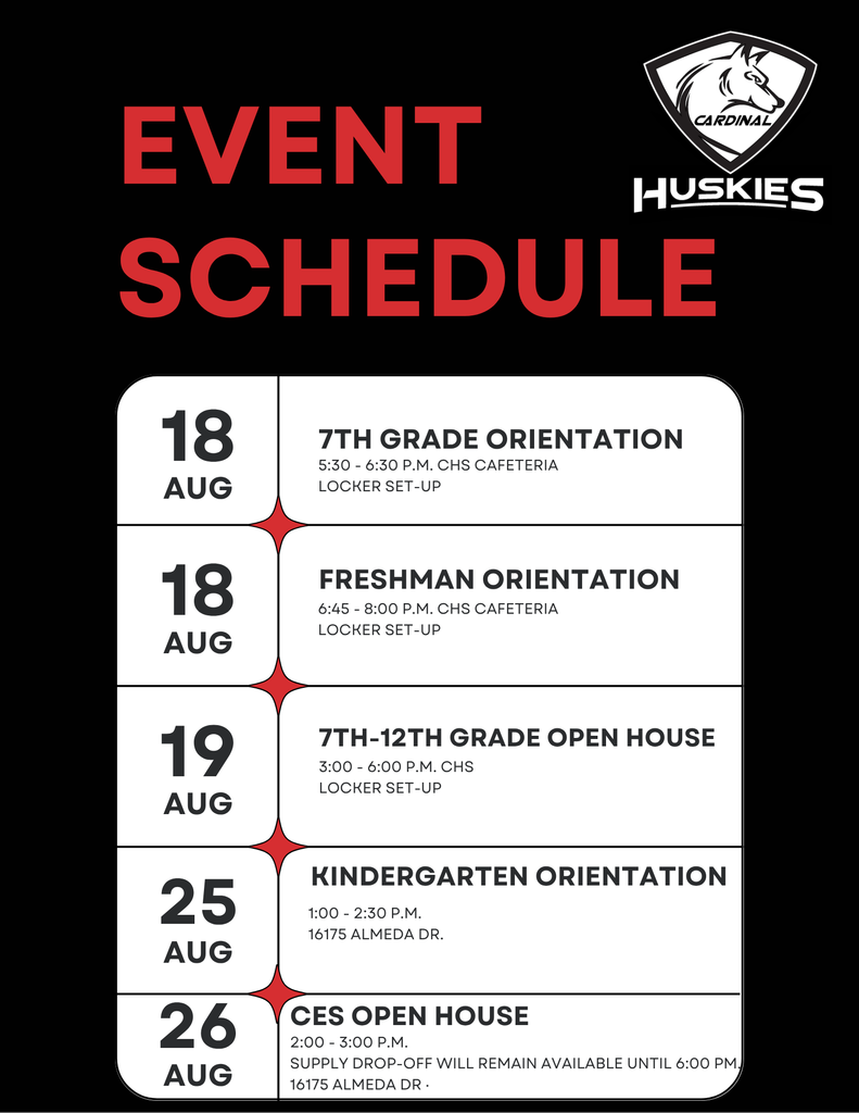 2025 Event Schedule for the month of August