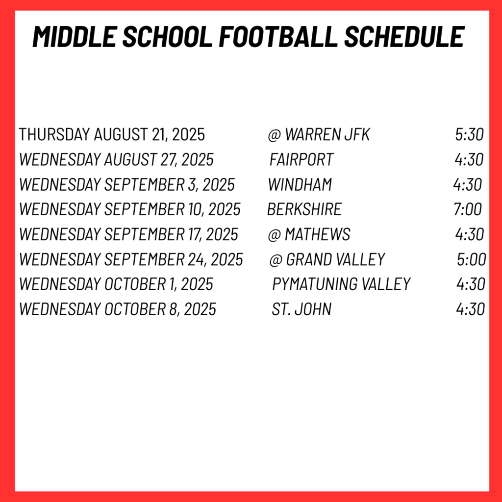 Fall Athletic Schedules - Please make note that our athletic website is down and should be revamped and live in 3-4 weeks.