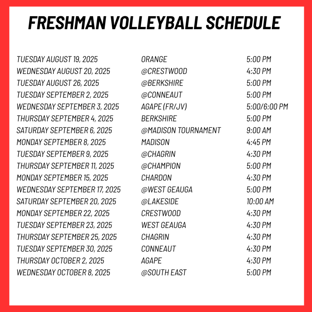 Fall Athletic Schedules - Please make note that our athletic website is down and should be revamped and live in 3-4 weeks.
