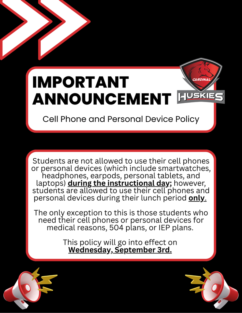 Cell Phone and Personal Device Policy Update