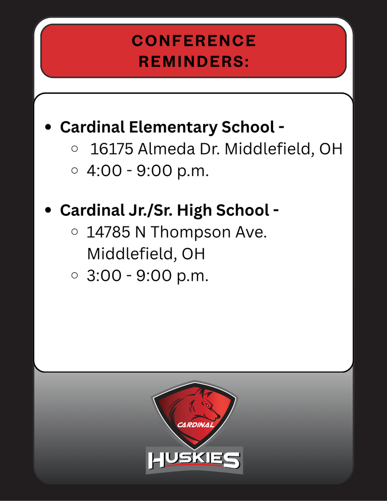 Conferences October 9th - Schedule your appointment ASAP!