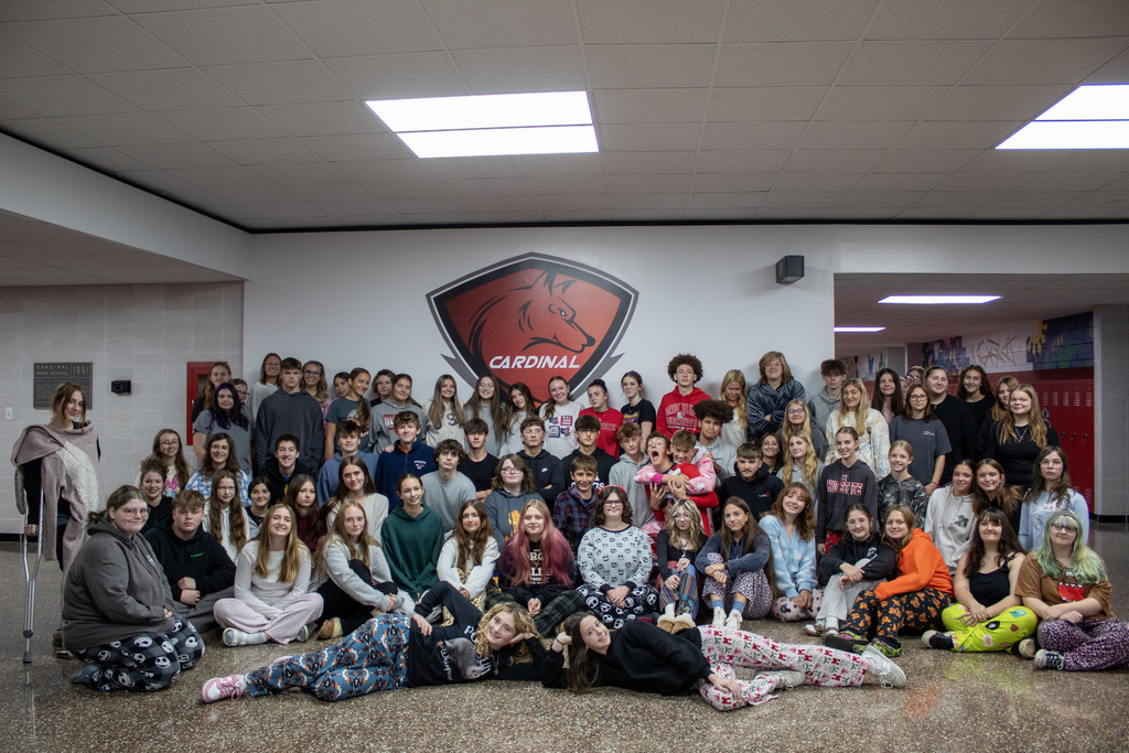 Spirit Week 2025: High School students dress up for PJ Day.