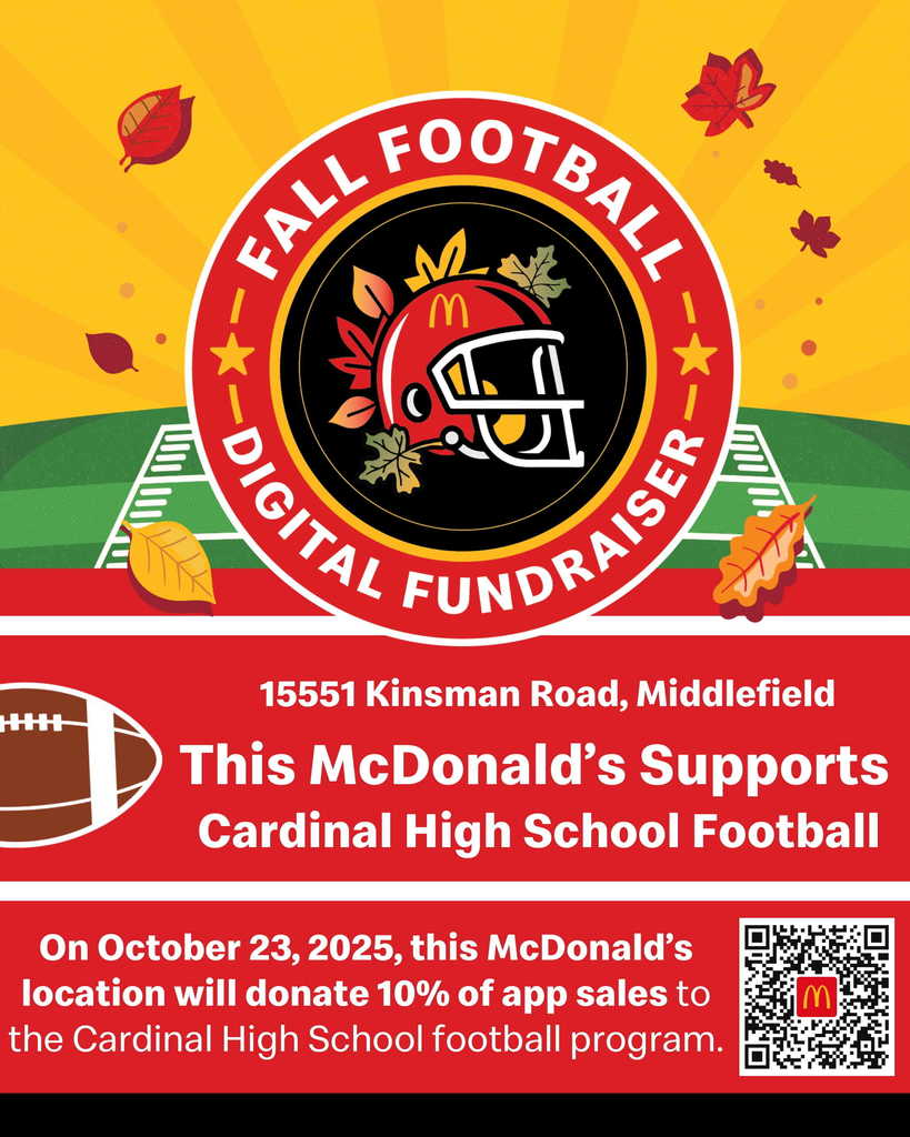 Fall Football Digital Fundraiser through McDonald's for October 23rd.