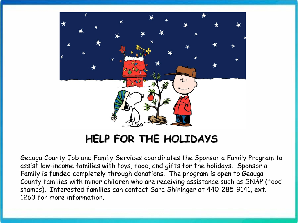 JFS Sponsor a Family during the Holiday season.