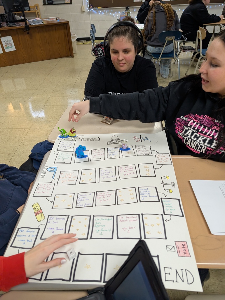 Mr. Kruse's Government Class created board games to show their knowledge of the branches of Government! 