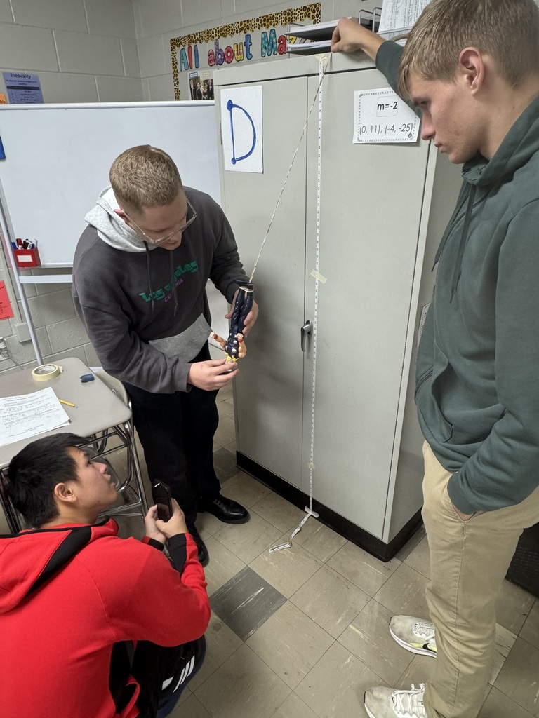 AQR Class with Barbie Bungies - Mrs. Mazzolini's class experimented with dolls and rubber bands to collect data to make linear regressions for their final drops in the gym.