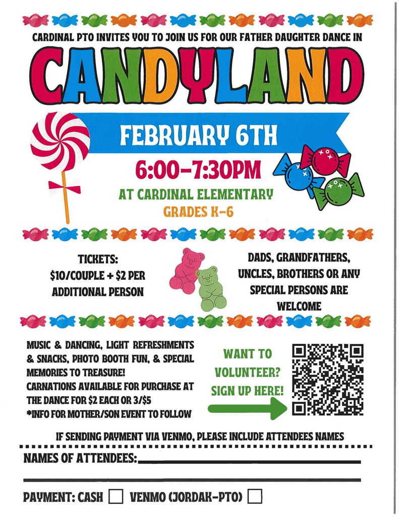 CES PTO: Ties and Taras Dance on February 6th from 6:00 - 7:30 p.m. 