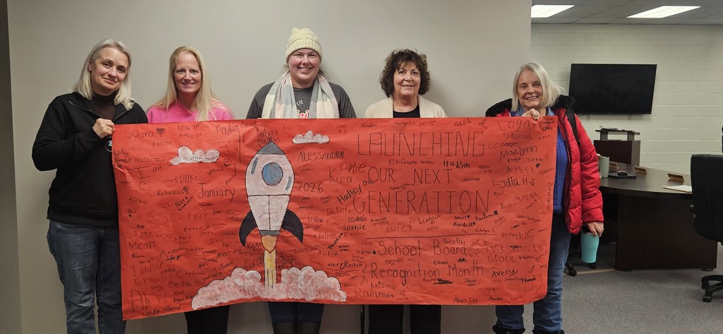 Cardinal Elementary School students created and a signed a poster for to recognize the School Board for this past month.