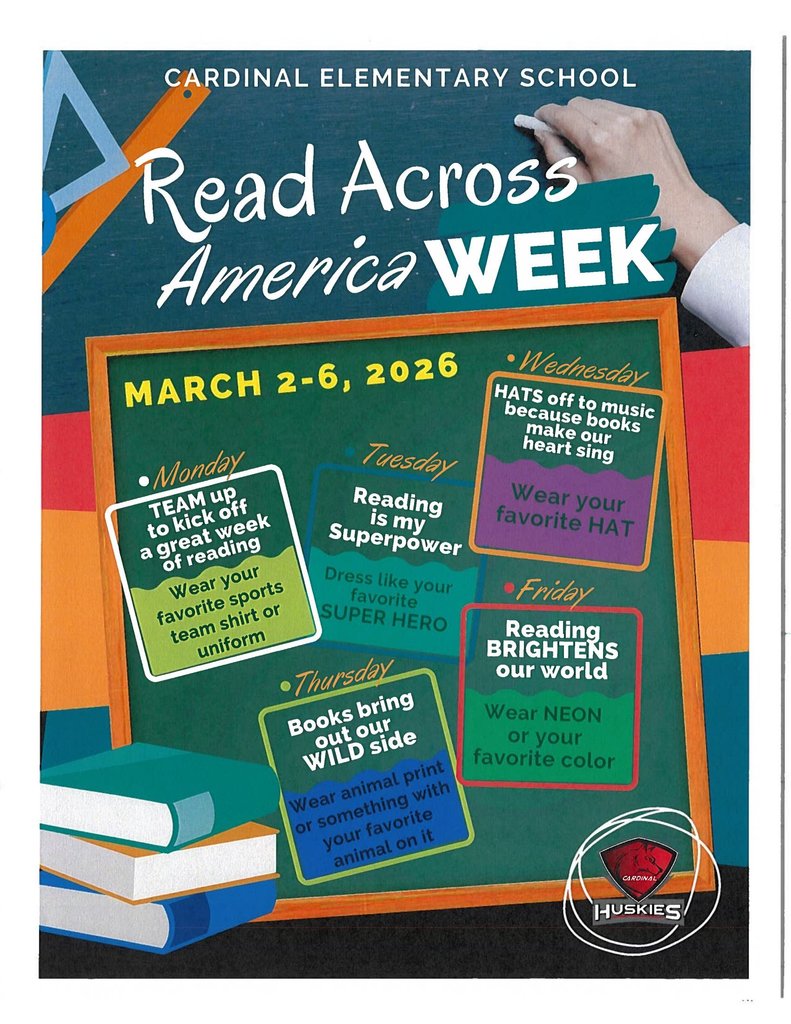 Read Across America Week - March 2nd - 6th. Celebrate with the rest of the Huskie Pups and show off how much you love to read!