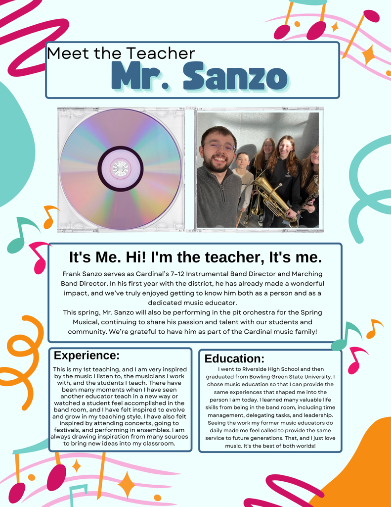 Music in our Schools Month - Mr. Sanzo on Thursday, March 5th! 