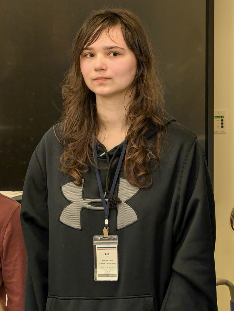 Alanna Pliml finishes as a 1st Runner-Up in the Tri-County Spelling Bee. 