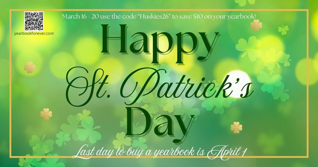 St. Patrick's Day - Yearbook Sale! $10.00 off of your purchase! 