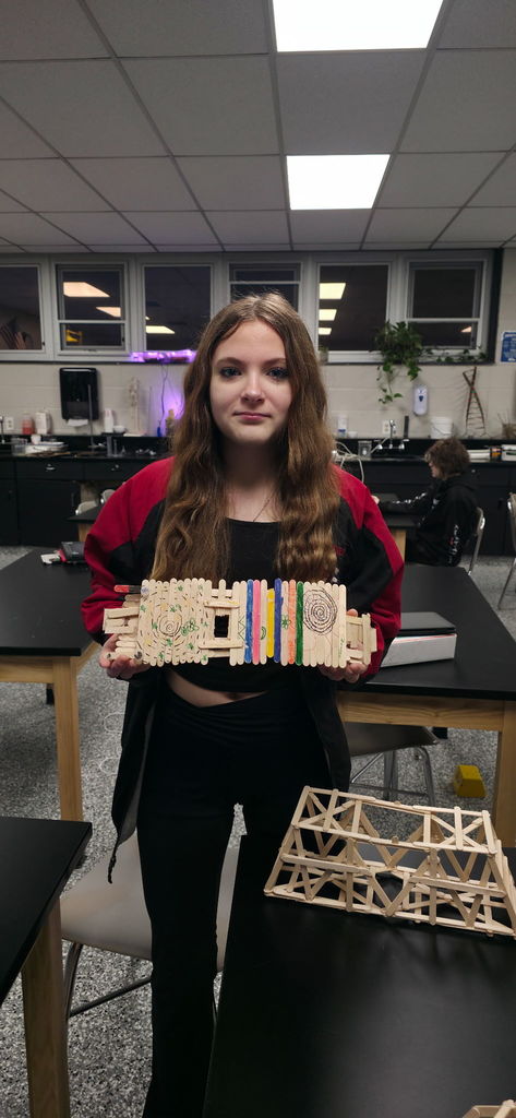 8th Grade Students Built Bridges to test their strength.