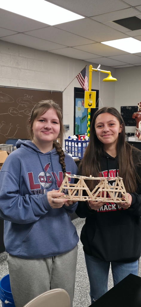 8th Grade Students Built Bridges to test their strength.