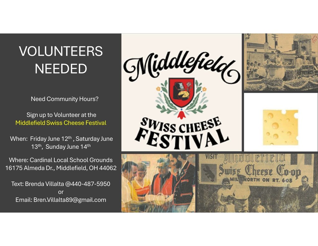 Swiss Cheese Festival Volunteers Needed for June 12th-14th! 