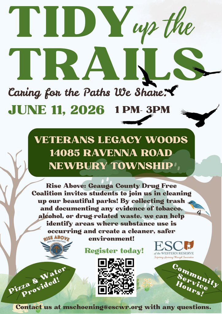 Tidy up the Trails - Saturday, June 1st from 1-3 p.m. in Newbury Township.