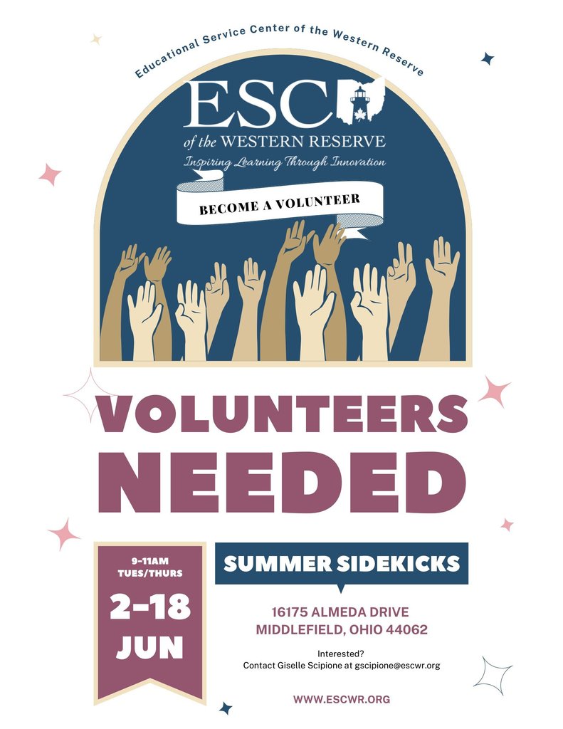 ESC Summer Sidekicks volunteer sign-up sheet. 