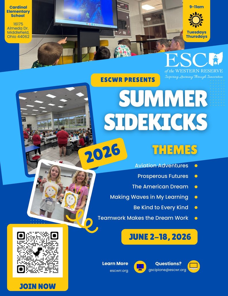 ESC Summer Sidekicks sign-up sheet for June 2026. 