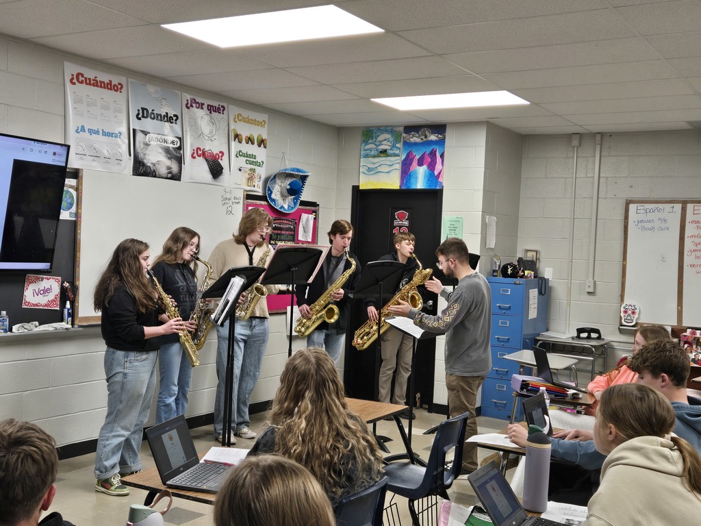 Saxophone Ensemble - Mr. Sanzo's had a chance to practice in front of a live audience yesterday before their concert today.