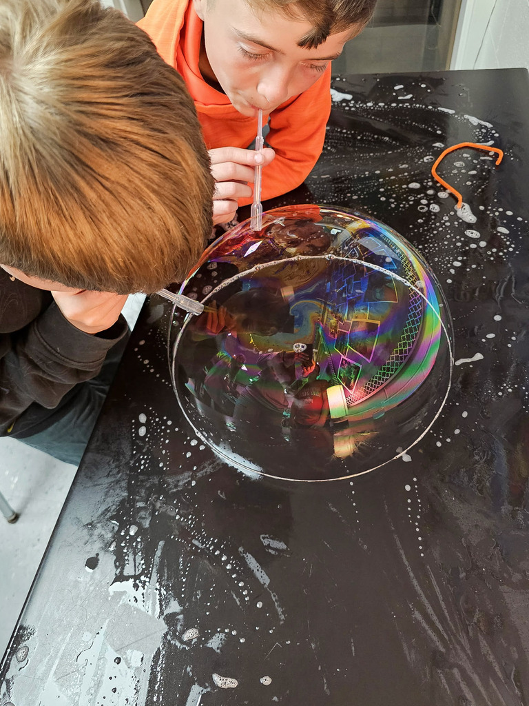 6th Grade Science fun making bubbles!
