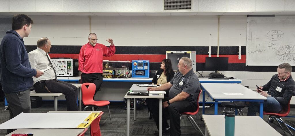Cardinal Corporate Collaborative partners meet with the Jr./Sr. High School administration team.