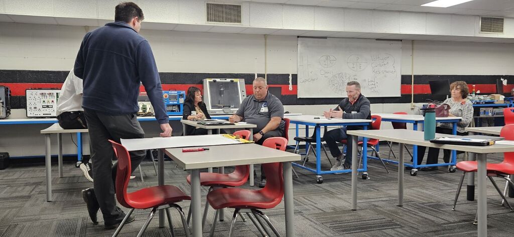 Cardinal Corporate Collaborative partners meet with the Jr./Sr. High School administration team.