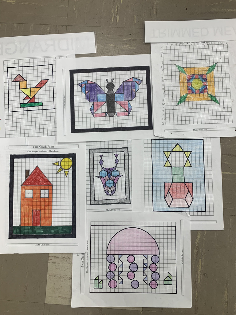 Students in Mrs. Blair's geometry class working on their stained glass assignments.