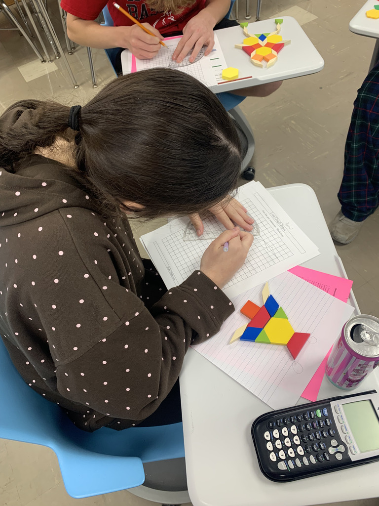 Students in Mrs. Blair's geometry class working on their stained glass assignments.