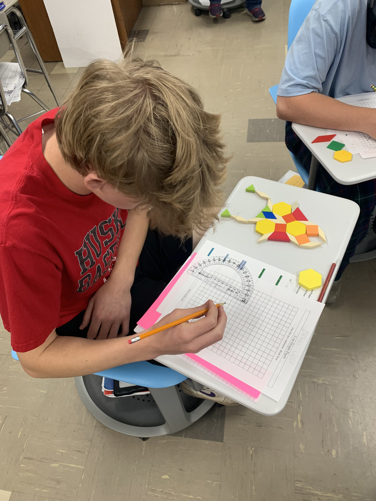Students in Mrs. Blair's geometry class working on their stained glass assignments.