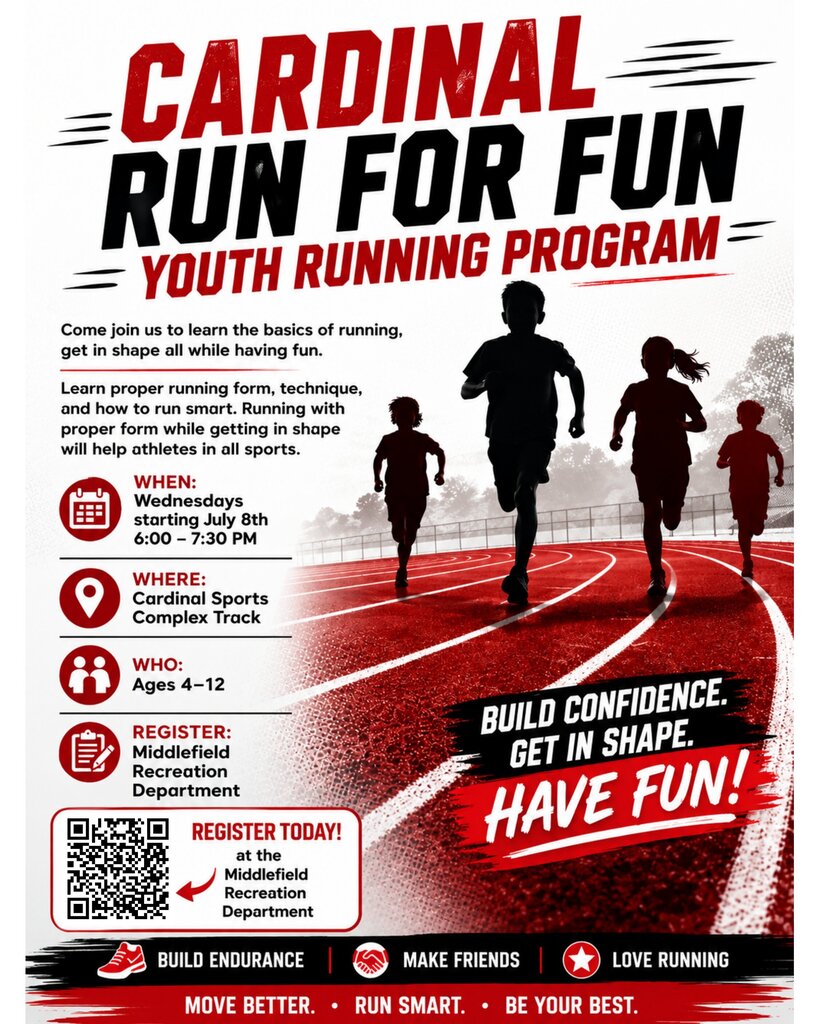 Cardinal Run for Fun youth running program - begins July 8th from 6:00 - 7:30 p.m. 