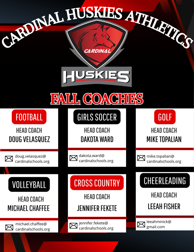 Fall coaches contacts for High School athletes.